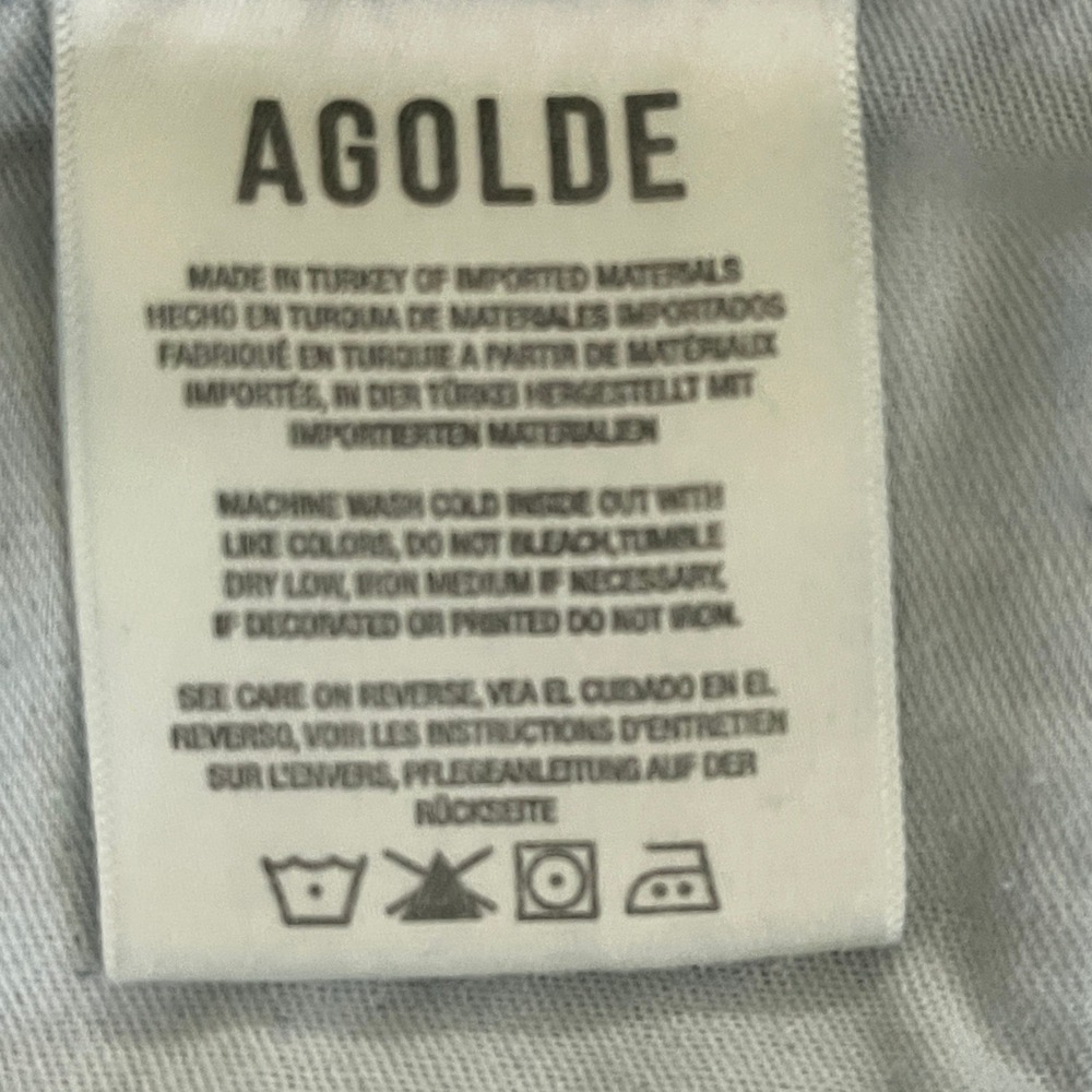 Agolde Women's Denim Jean Shorts in Medium Blue Distress - Picture 7 of 9